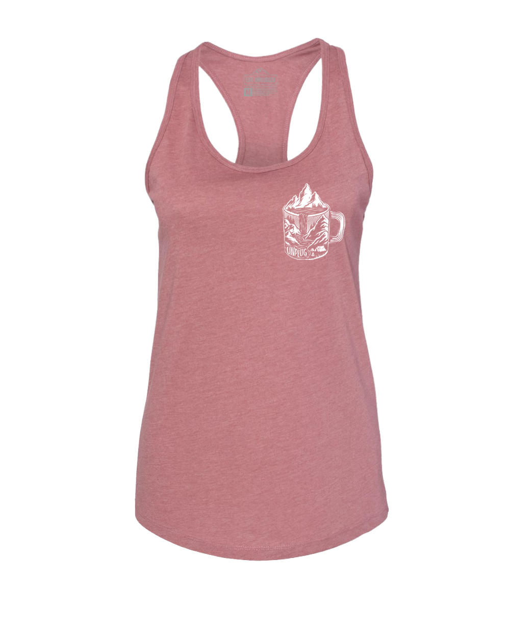 Coffee Mountain Scene Left Chest Women's Racerback Tank Top