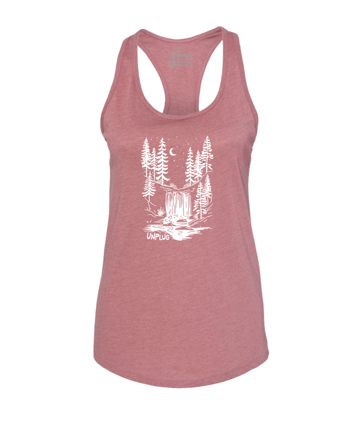 WATERFALL UNDER THE STARS Women's Racerback Tank Top