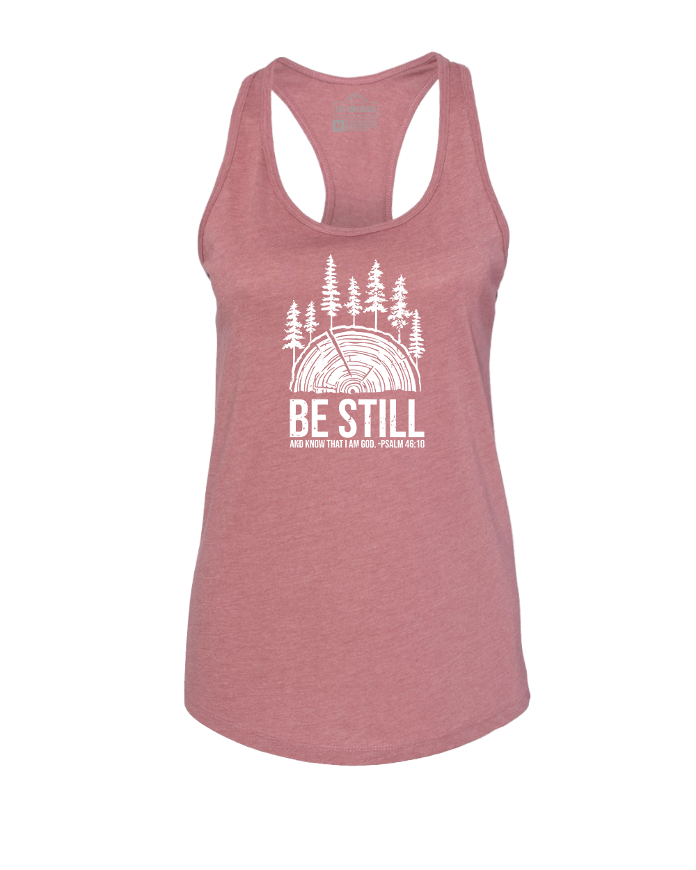 BE STILL IN THE WOODS Women's Racerback Tank Top SMALL - MAUVE BLOWOUT