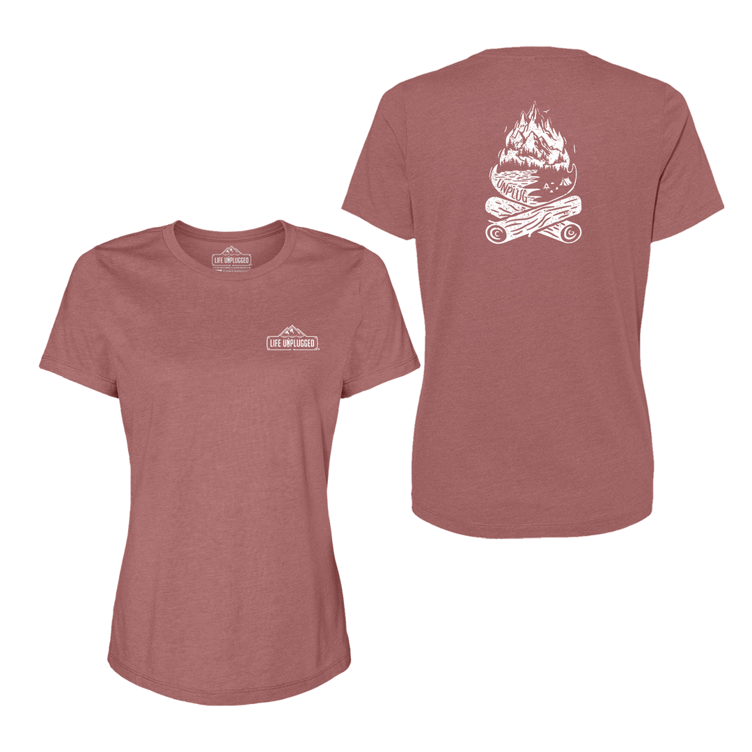 Campfire Mountain Scene Women's T-Shirt