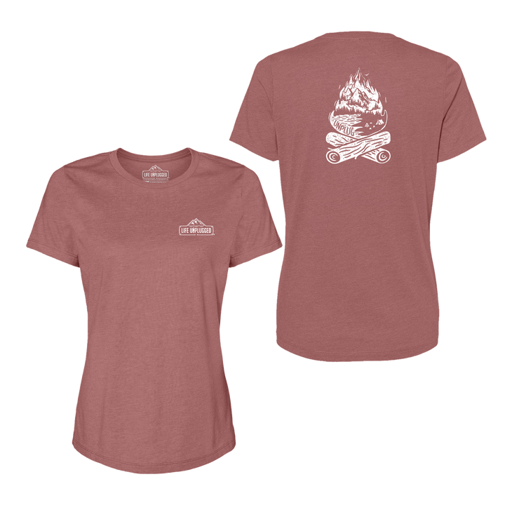 Campfire Mountain Scene Women's T-Shirt