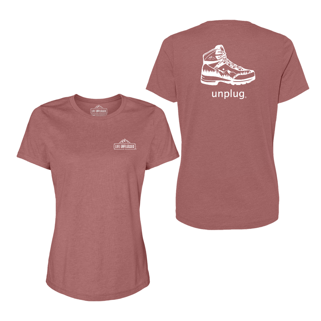 Hiking Boot Mountain Scene Women's T-Shirt