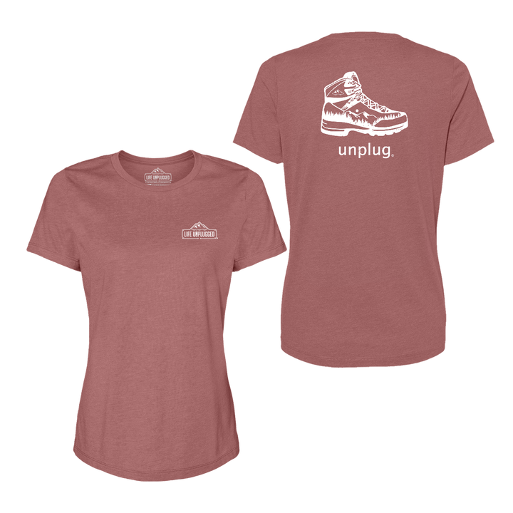 Hiking Boot Mountain Scene Women's T-Shirt