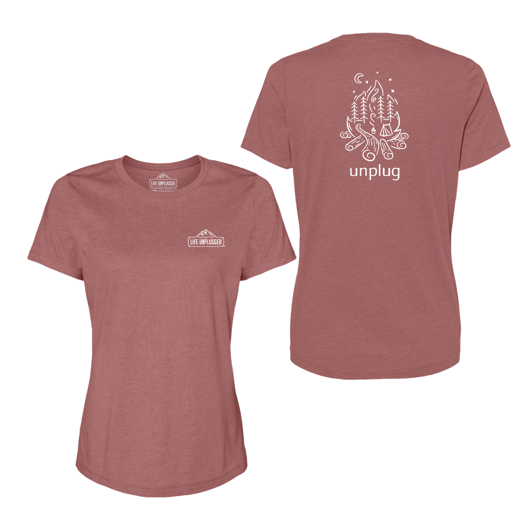 Campfire Camping Scene Women's T-Shirt