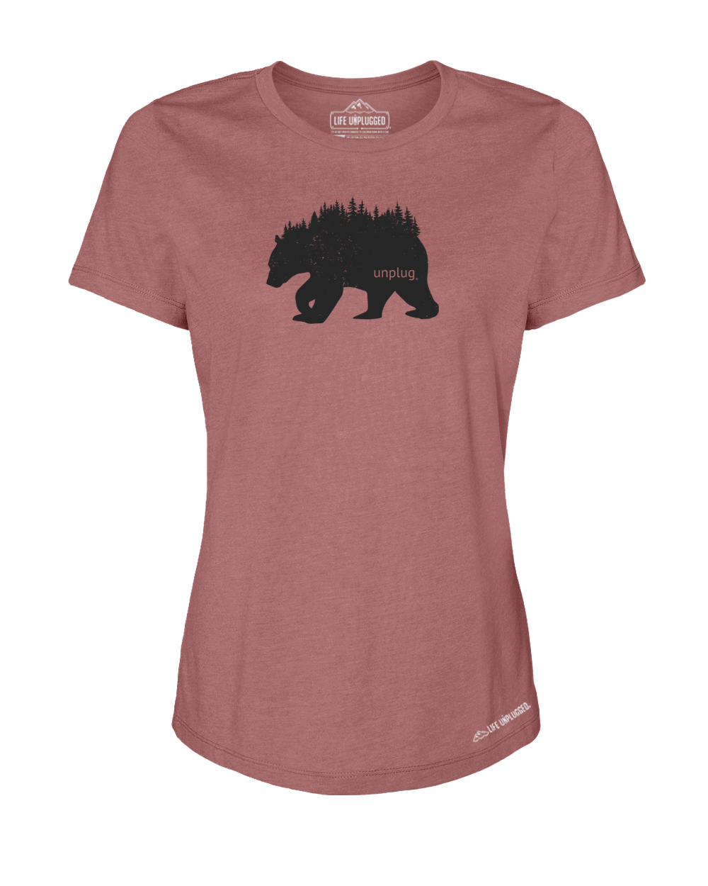 Bear In The Trees Premium Women's Relaxed Fit Polyblend T-Shirt - Life Unplugged