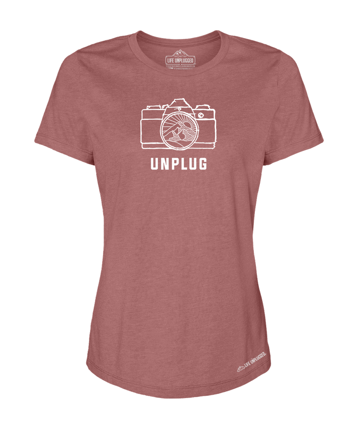 Camera Mountain Lens Premium Women's Relaxed Fit Polyblend T-Shirt - Life Unplugged