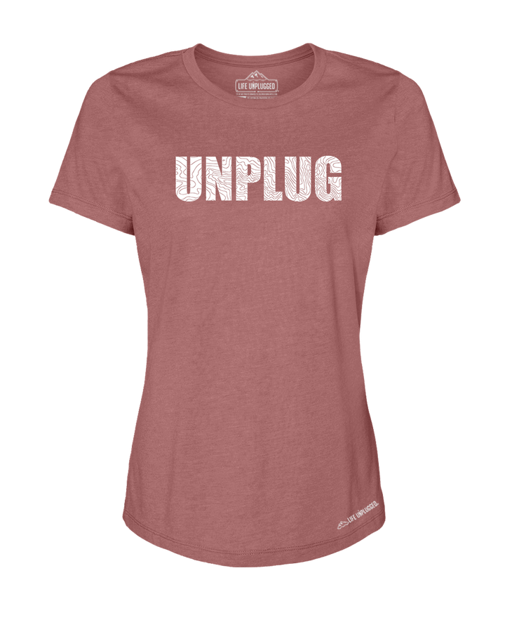 Unplug Topo Map Premium Women's Relaxed Fit Polyblend T-Shirt