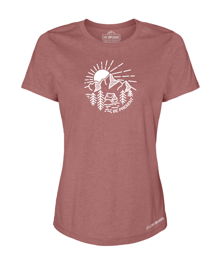 MOUNTAIN SUNSET Premium Women's Relaxed Fit Polyblend T-Shirt - Life Unplugged