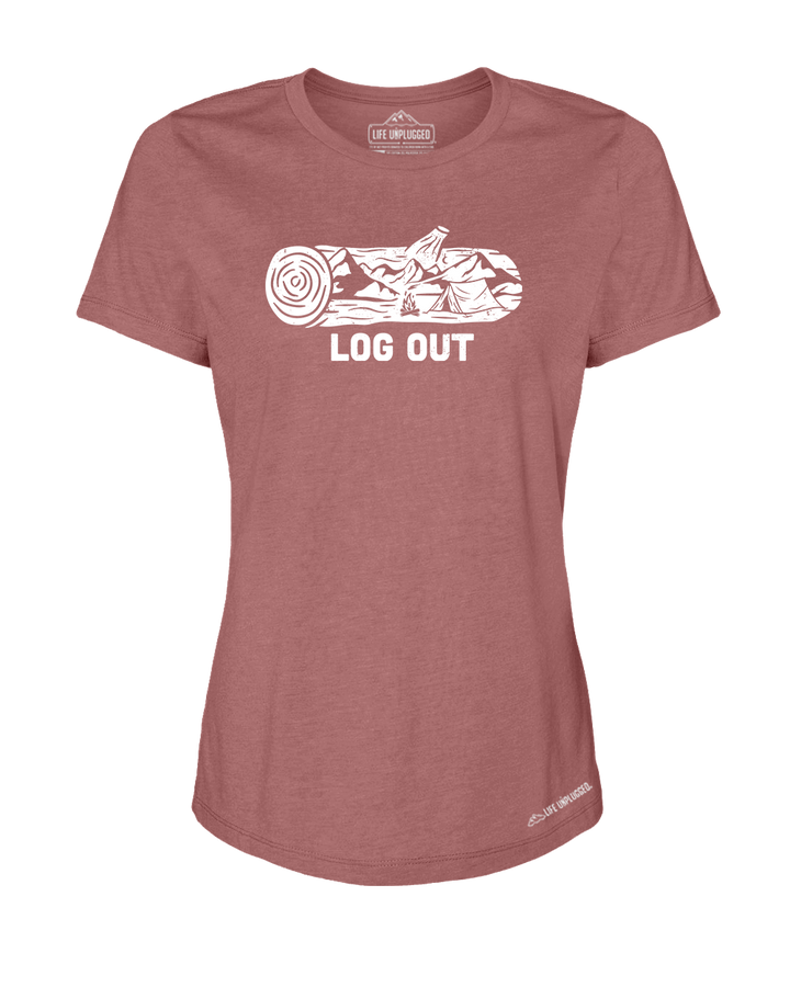 Logout Log Premium Women's Relaxed Fit Polyblend T-Shirt