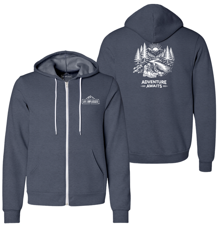 ADVENTURE AWAITS Supersoft Midweight Zip Up Hoodie