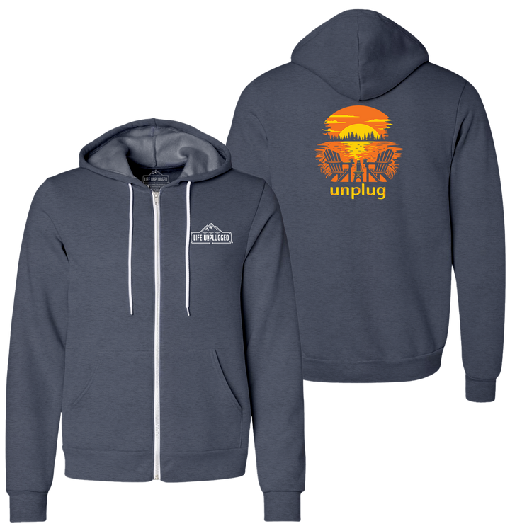CHAIRS AT SUNSET Supersoft Midweight Zip Up Hoodie