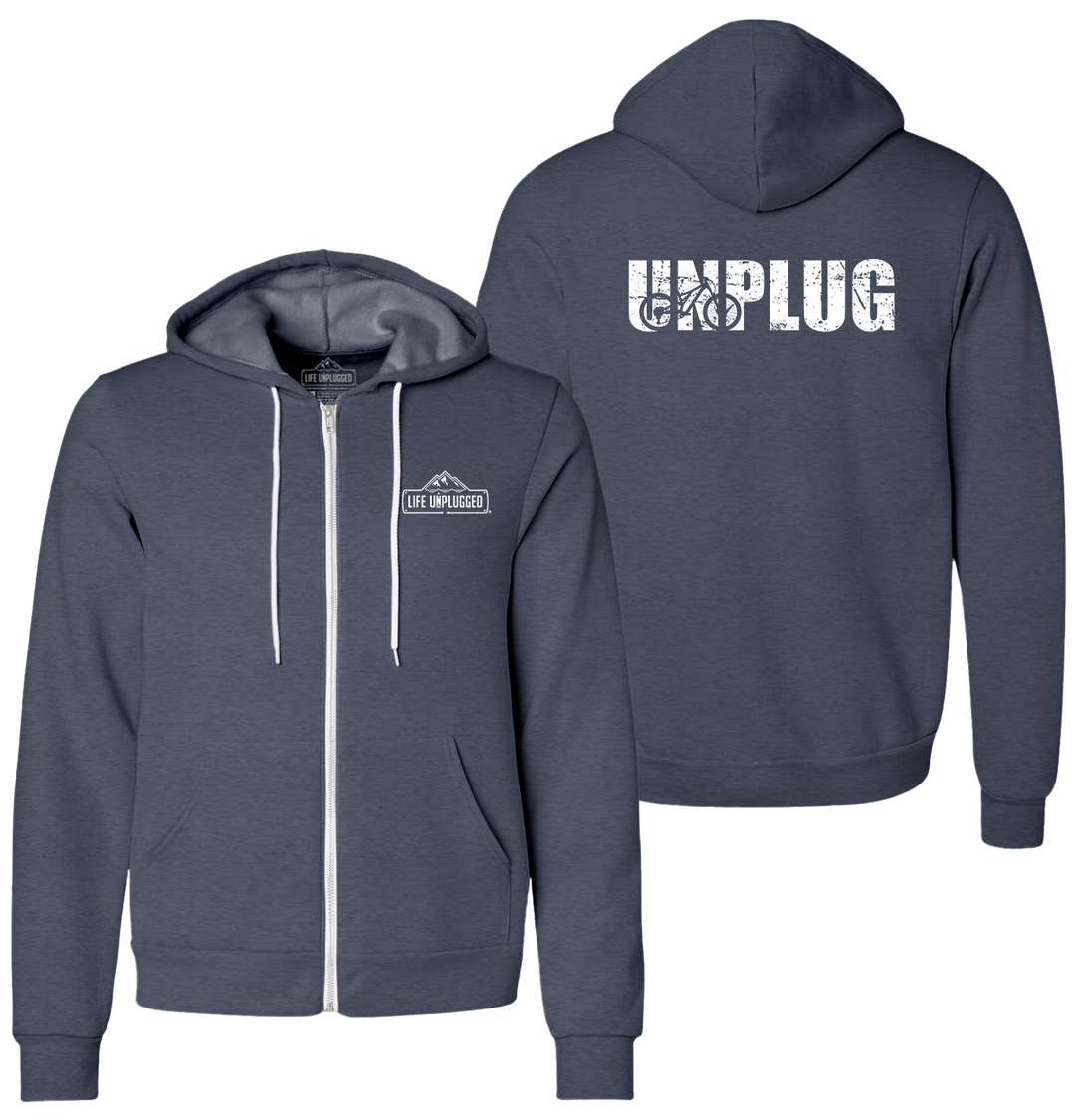 UNPLUG MOUNTAIN BIKE SILHOUETTE Supersoft Midweight Zip Up Hoodie