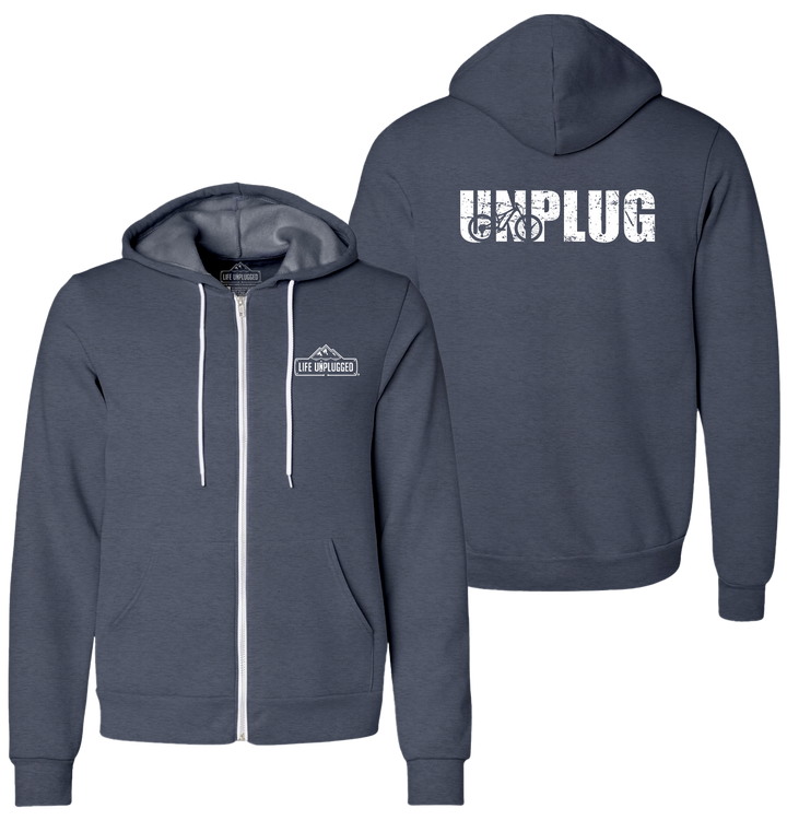 UNPLUG MOUNTAIN BIKE SILHOUETTE Supersoft Midweight Zip Up Hoodie