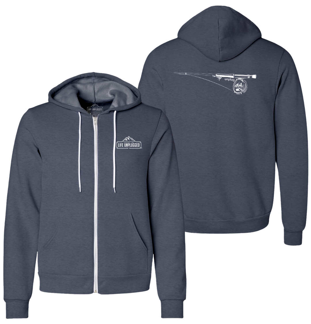 FLY FISHING MOUNTAIN SCENE Supersoft Midweight Zip Up Hoodie