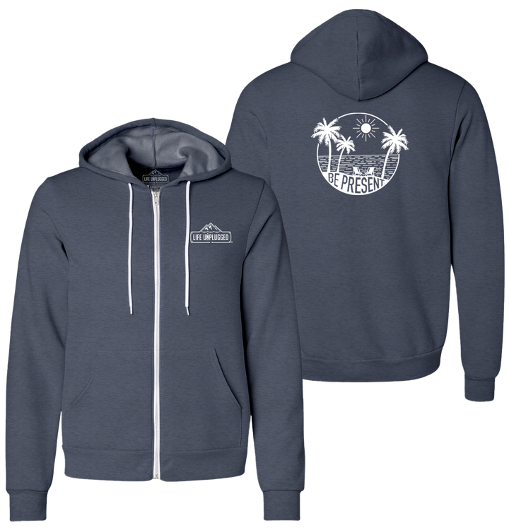 BE PRESENT BEACH Supersoft Midweight Zip Up Hoodie