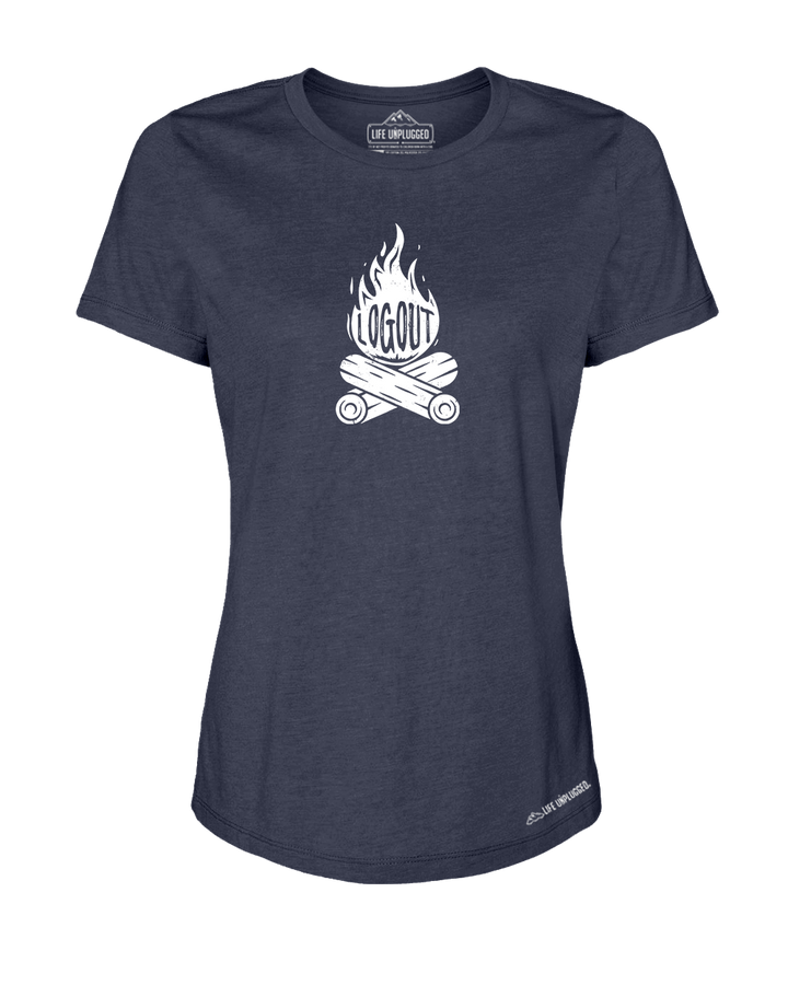 Log Out Campfire Premium Women's Relaxed Fit Polyblend T-Shirt