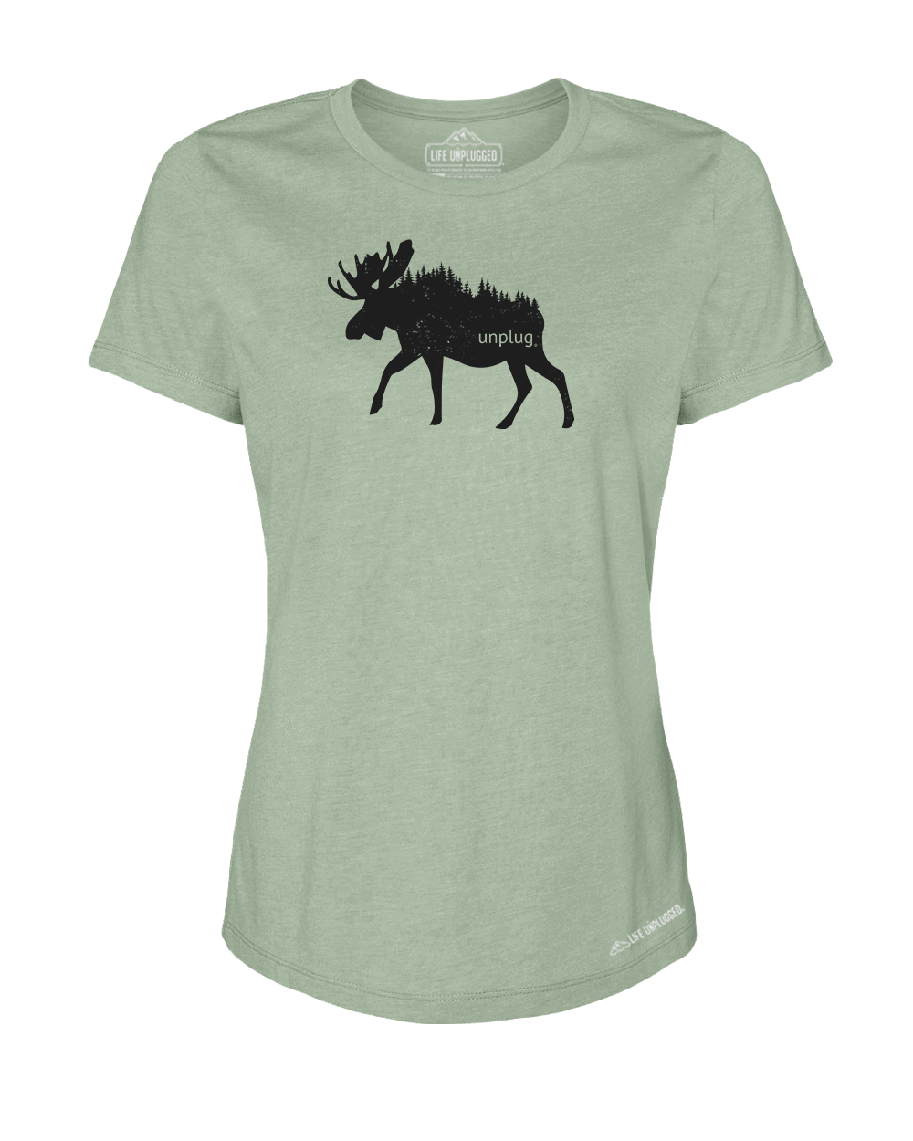 Moose In The Trees Premium Women's Relaxed Fit Polyblend T-Shirt