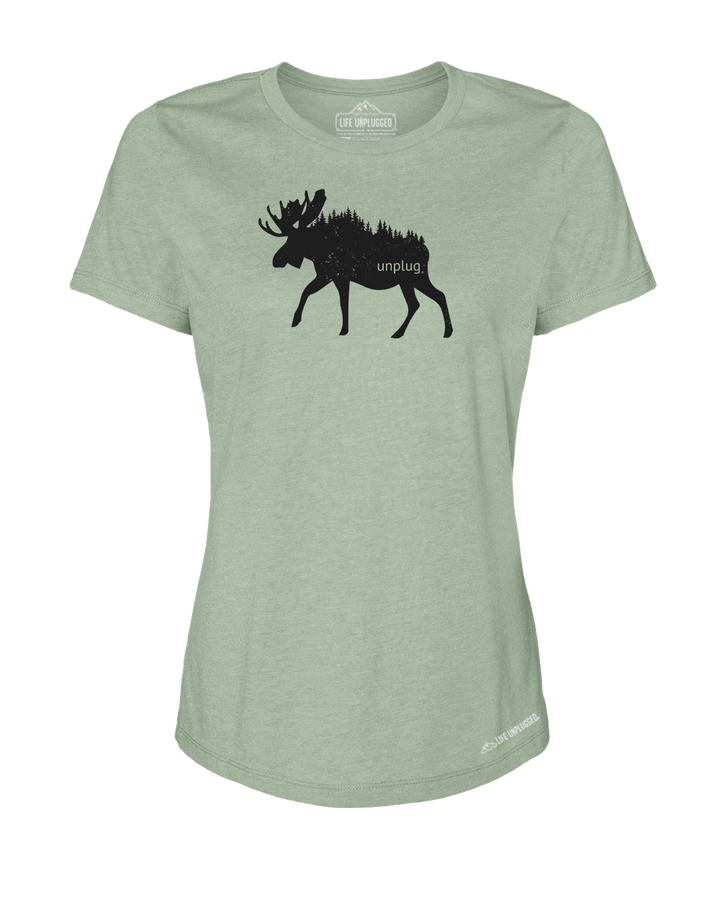 Moose In The Trees Premium Women's Relaxed Fit Polyblend T-Shirt