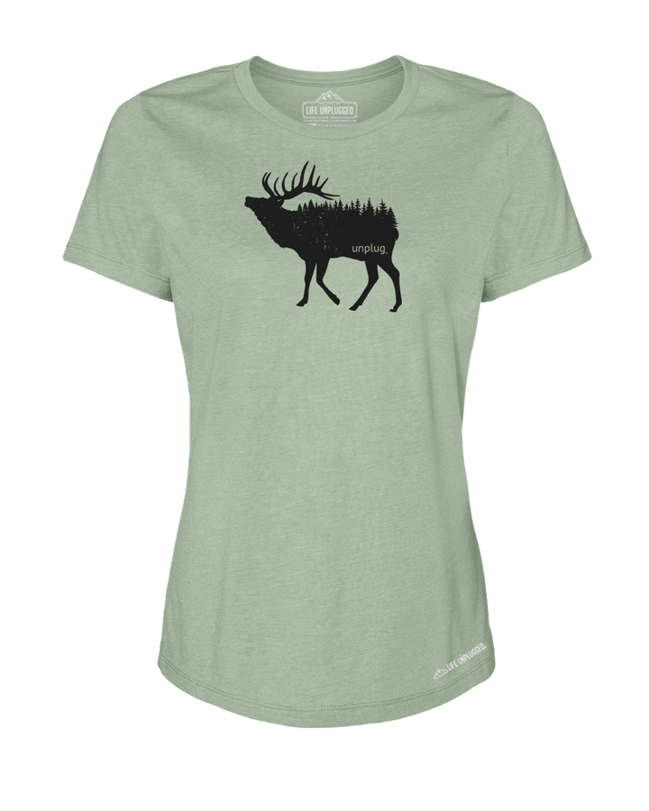 Elk In The Trees Premium Women's Relaxed Fit Polyblend T-Shirt