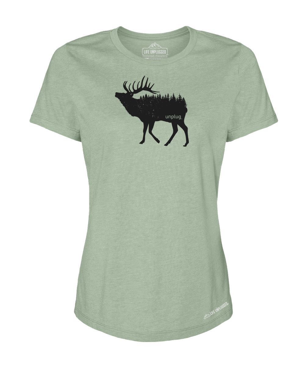 Elk In The Trees Premium Women's Relaxed Fit Polyblend T-Shirt - Life Unplugged