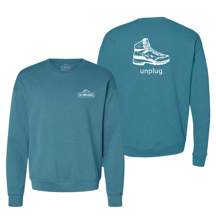 Hiking Boot Mountain Scene Midweight Super Soft Crewneck Sweatshirt