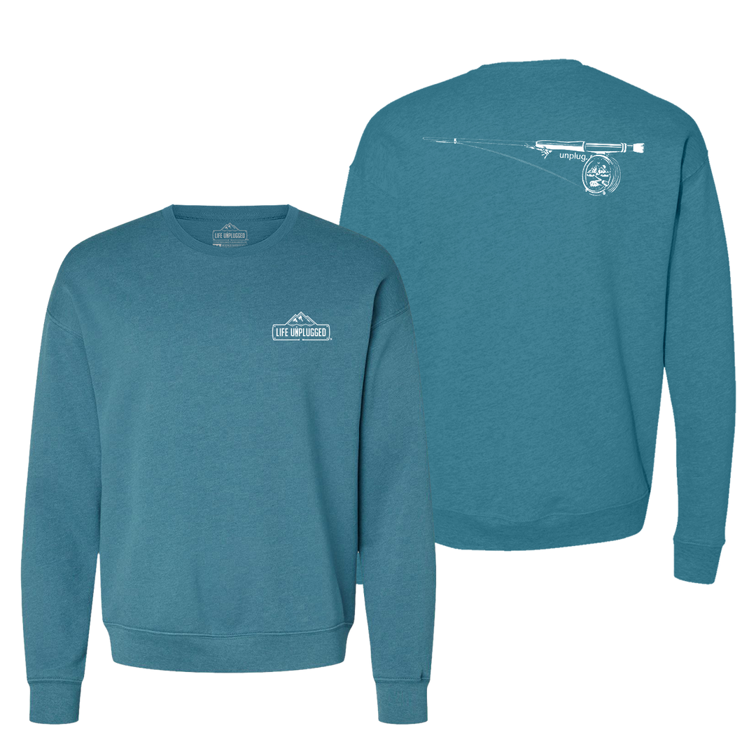 Fly Fishing Mountain Scene Midweight Super Soft Crewneck Sweatshirt