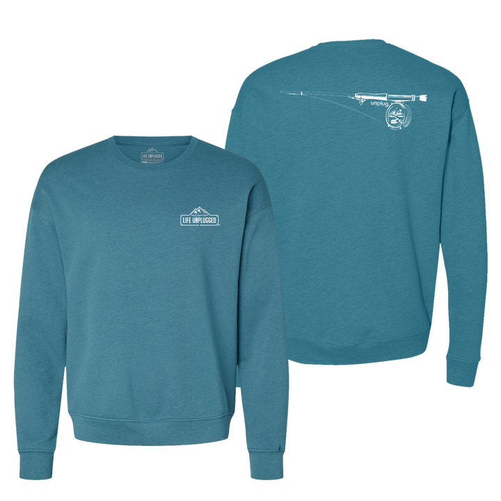 Fly Fishing Mountain Scene Midweight Super Soft Crewneck Sweatshirt