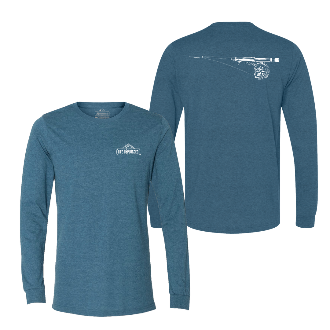 Fly Fishing Mountain Scene Long Sleeve T-Shirt