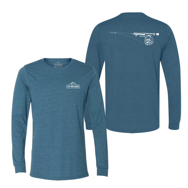 Fly Fishing Mountain Scene Long Sleeve T-Shirt