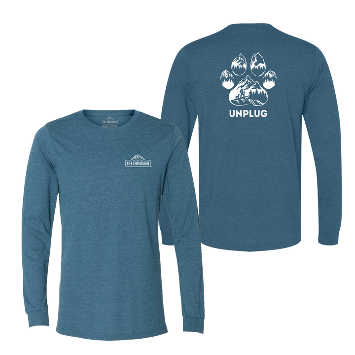 Paw Print Mountain Scene Long Sleeve T-Shirt