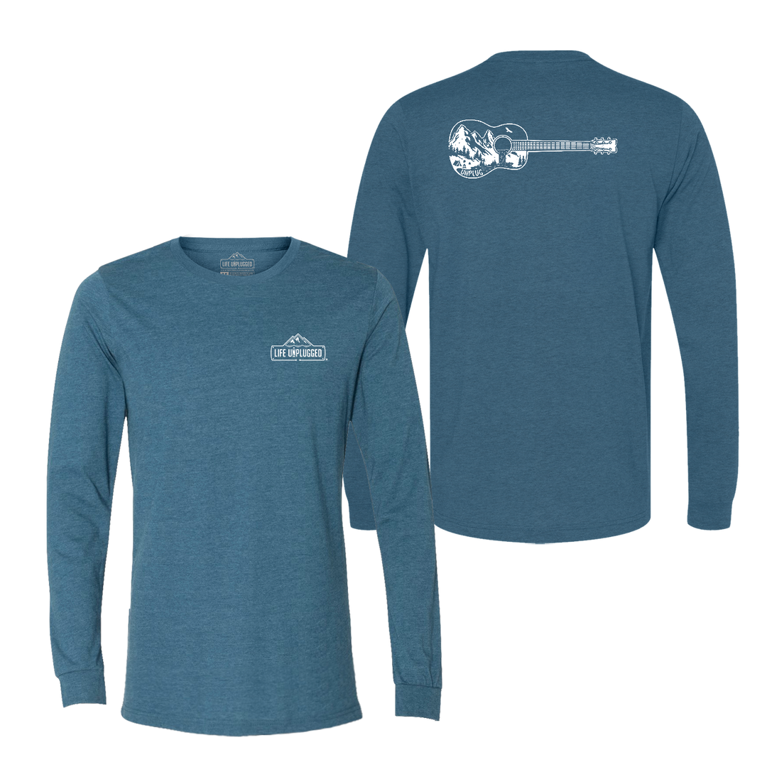 Guitar Mountain Scene Long Sleeve T-Shirt