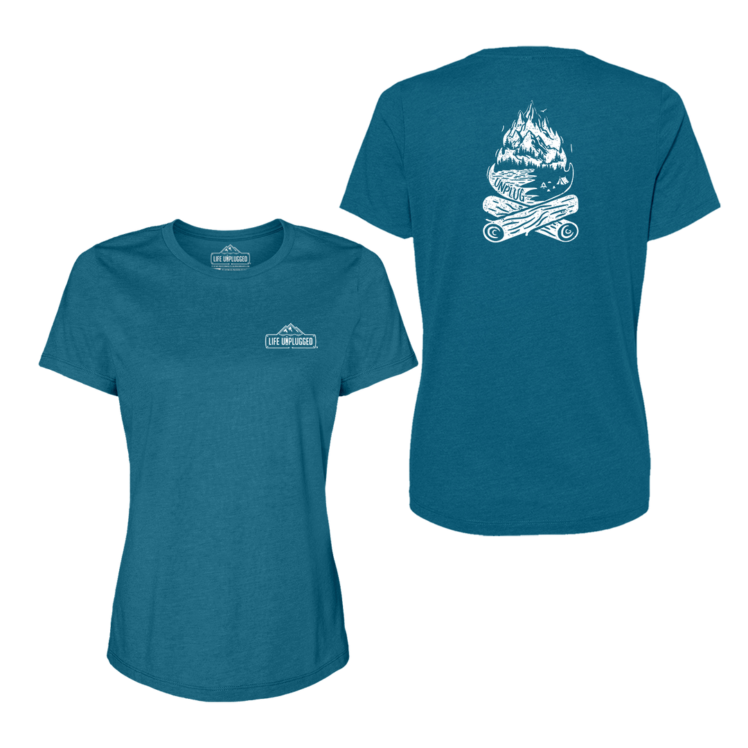 Campfire Mountain Scene Women's T-Shirt