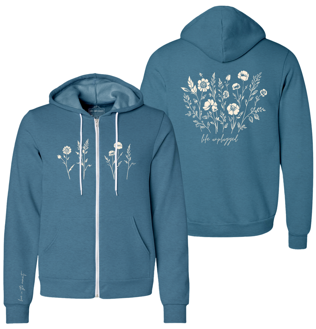 Live in the Moment Wildflower Supersoft Midweight Zip Up Hoodie