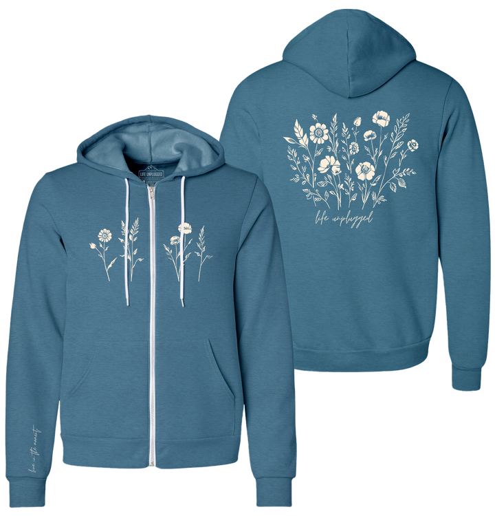 Live in the Moment Wildflower Supersoft Midweight Zip Up Hoodie
