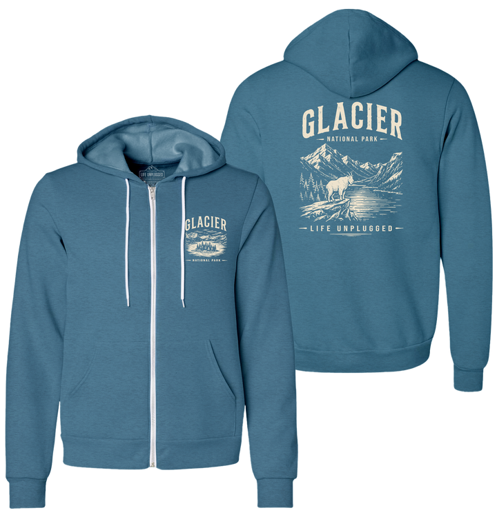 GLACIER NATIONAL PARK Supersoft Midweight Zip Up Hoodie