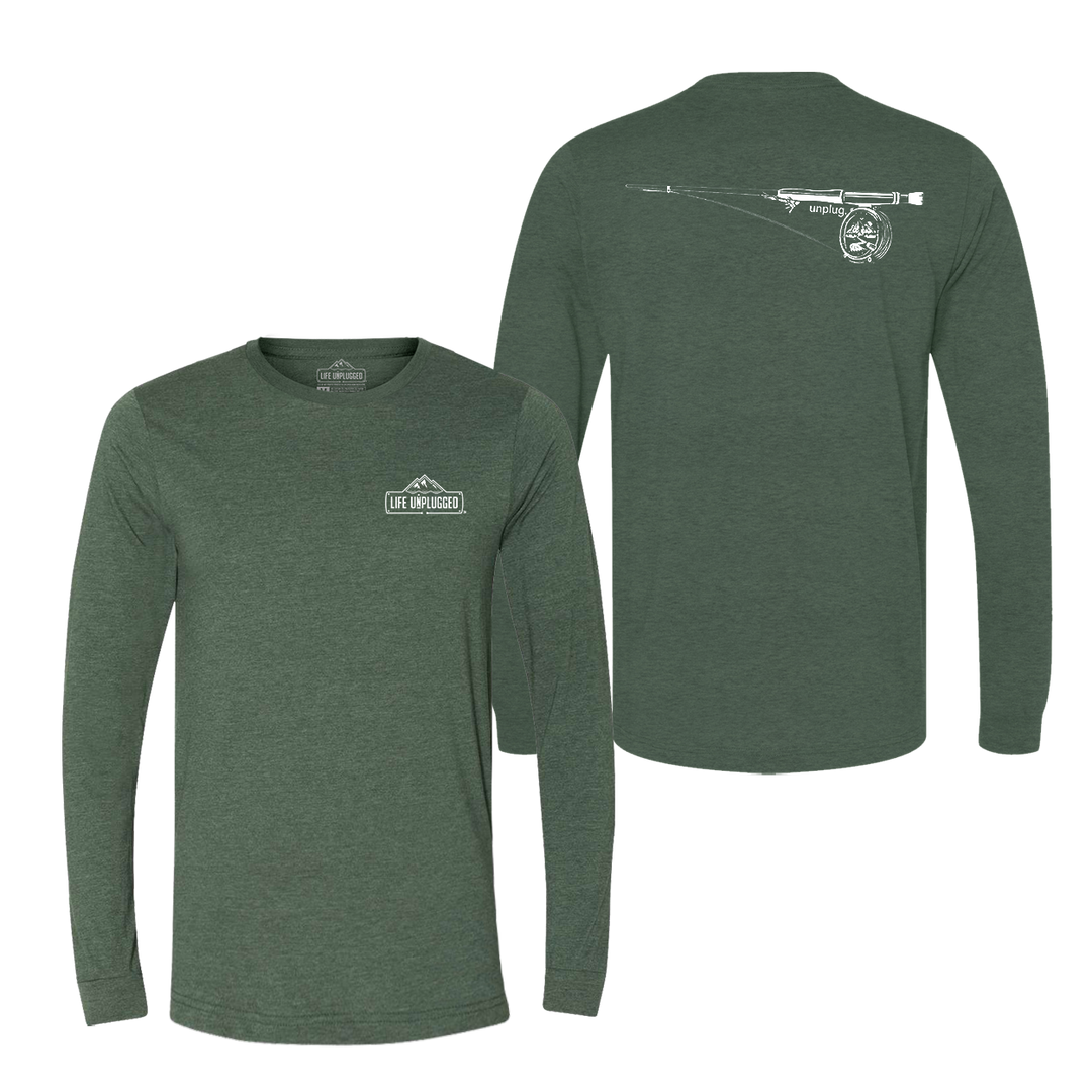 Fly Fishing Mountain Scene Long Sleeve T-Shirt