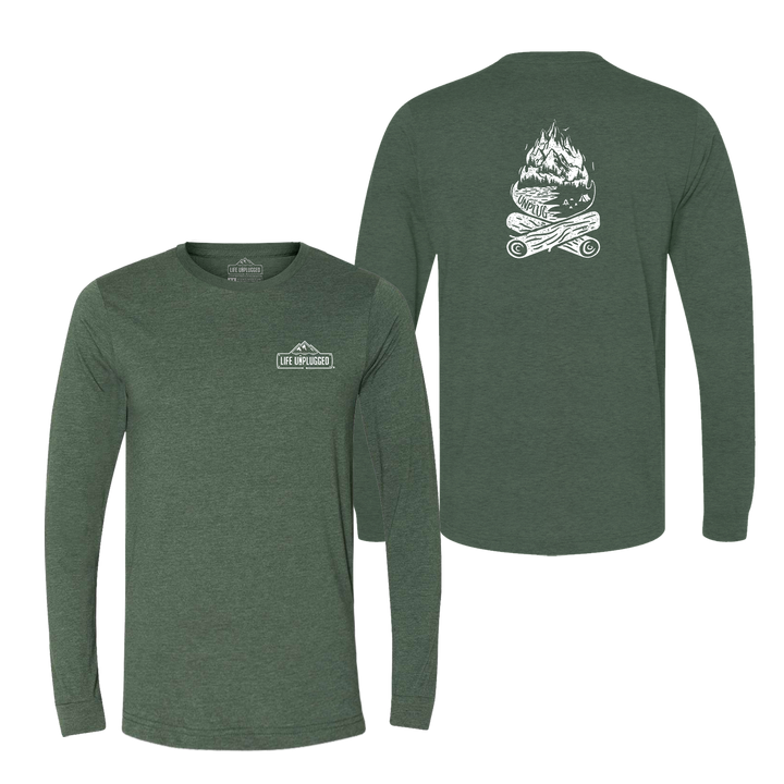 Campfire Mountain scene Long Sleeve T-Shirt