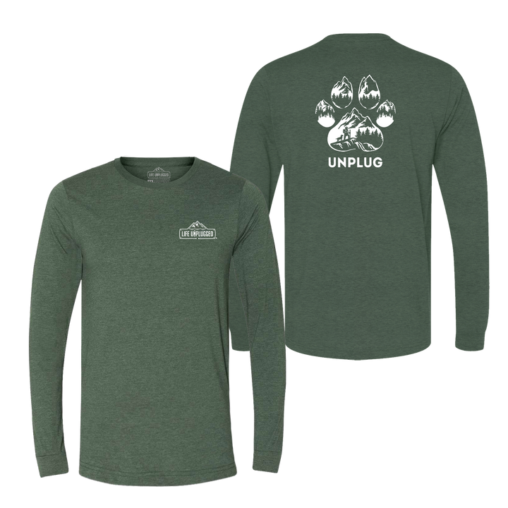 Paw Print Mountain Scene Long Sleeve T-Shirt