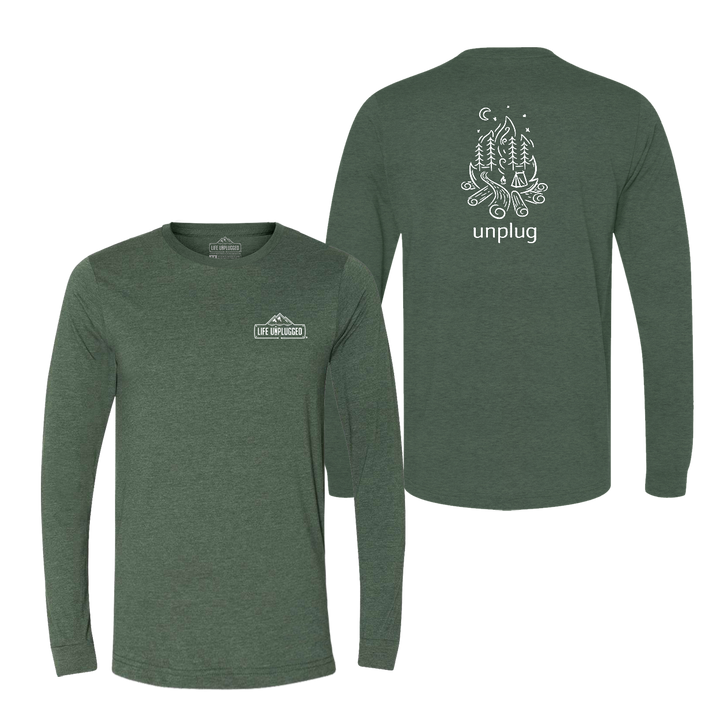 Campfire Camping Scene Long Sleeve T-Shirt
