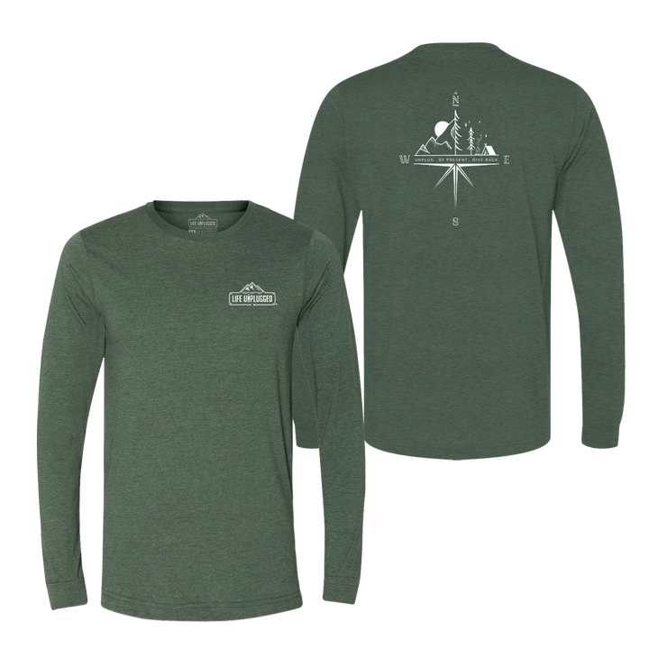 Compass Mountain Scene Long Sleeve T-Shirt