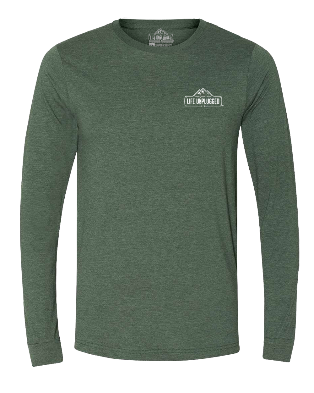 LIFE UNPLUGGED LOGO LEFT CHEST Long Sleeve T-Shirt XL - HEATHER FOREST BLOWOUT