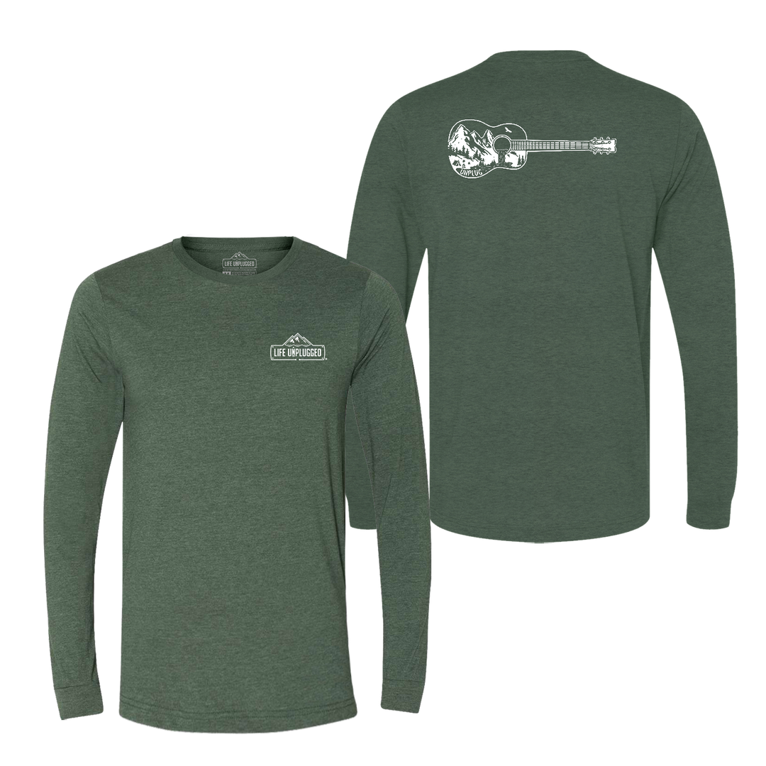 Guitar Mountain Scene Long Sleeve T-Shirt
