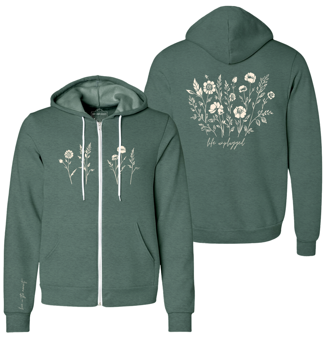 Live in the Moment Wildflower Supersoft Midweight Zip Up Hoodie