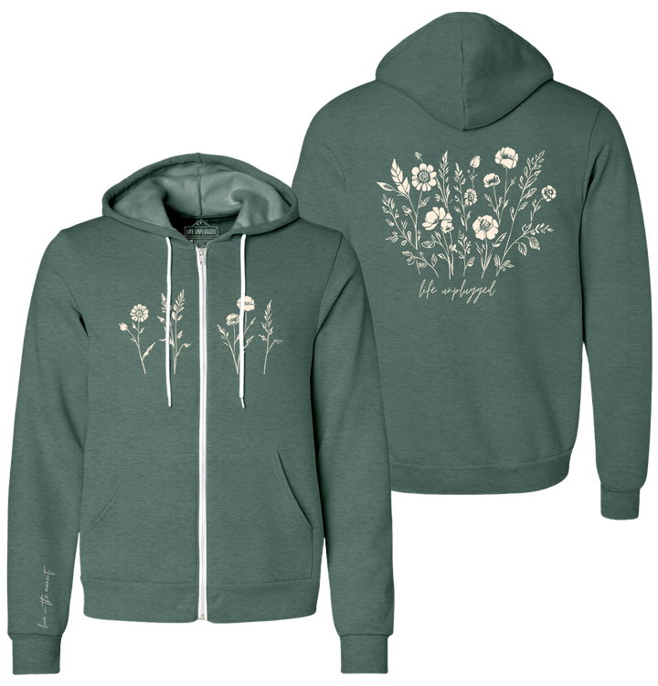 Live in the Moment Wildflower Supersoft Midweight Zip Up Hoodie