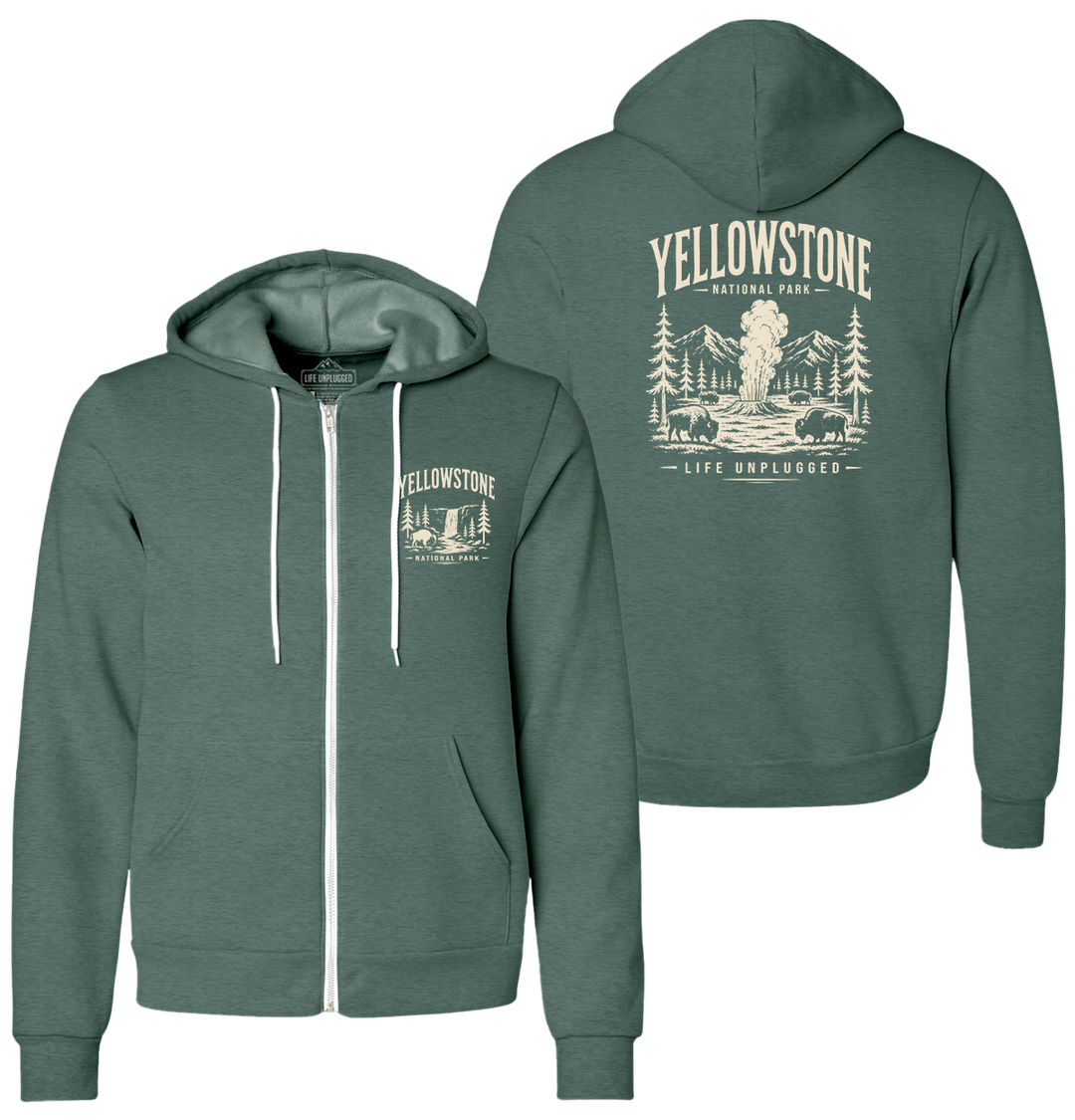 YELLOWSTONE NATIONAL PARK Supersoft Midweight Zip Up Hoodie