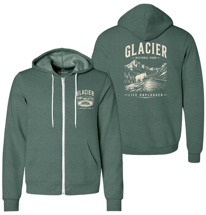 GLACIER NATIONAL PARK Supersoft Midweight Zip Up Hoodie