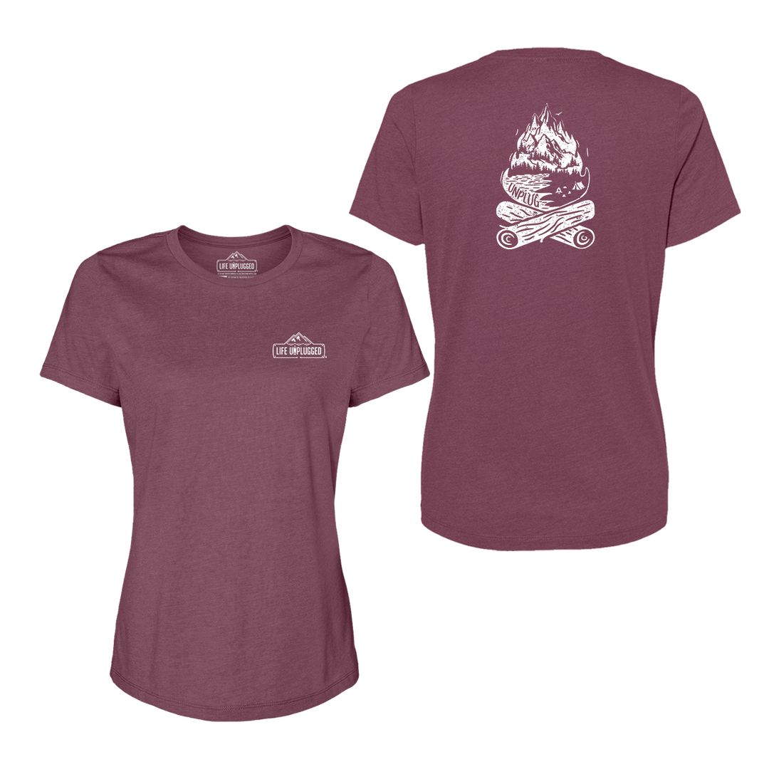 Campfire Mountain Scene Women's T-Shirt