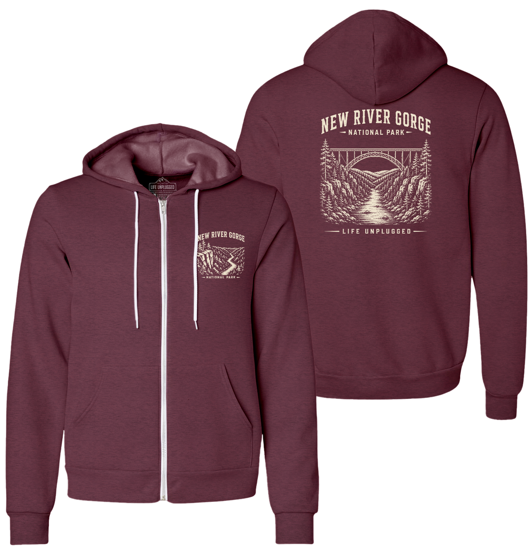 NEW RIVER GORGE NATIONAL PARK Supersoft Midweight Zip Up Hoodie