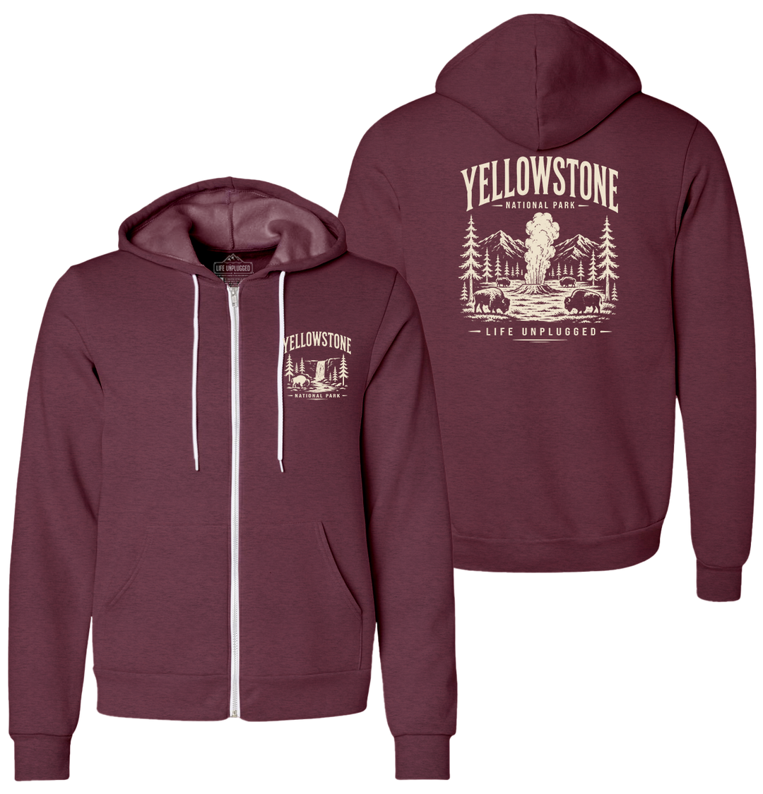 YELLOWSTONE NATIONAL PARK Supersoft Midweight Zip Up Hoodie