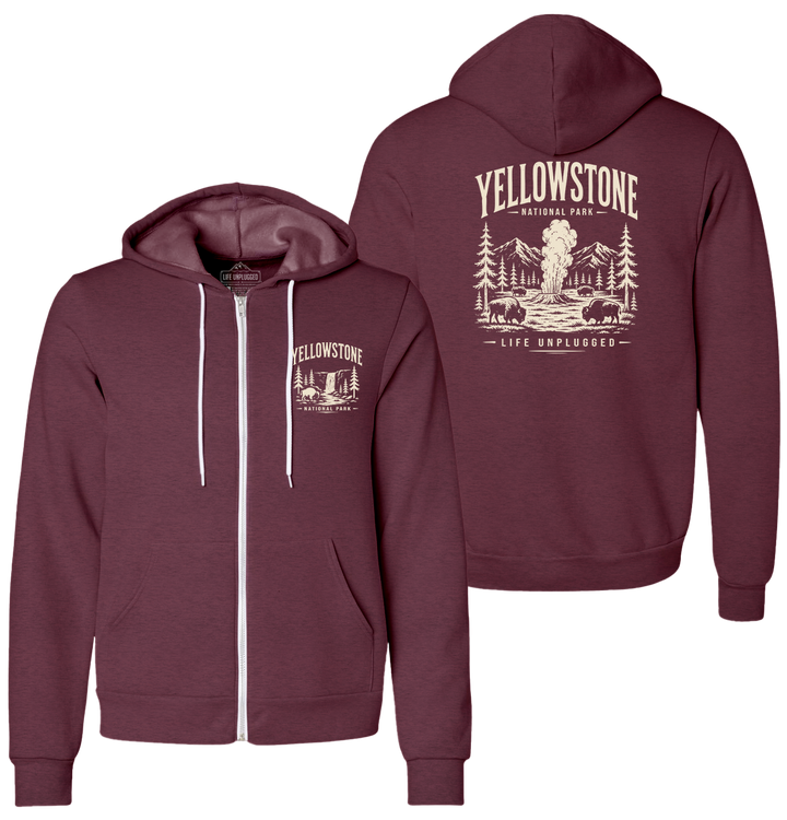 YELLOWSTONE NATIONAL PARK Supersoft Midweight Zip Up Hoodie
